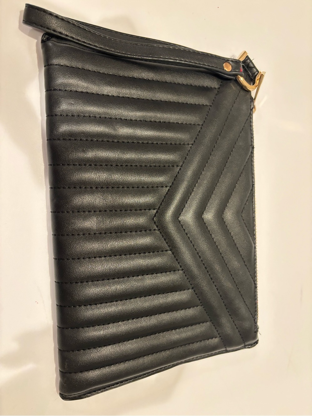 a new day Black Quilted Wristlet Clutch with Gold Accent